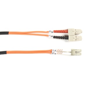 Black Box Fiber Optic Duplex Patch Network Cable - 32.80 ft Fiber Optic Network Cable for Transceiver, Switch, Server, Network Device - First End: 2 x SC Network - Male - Second End: 2 x LC Network - Male - 10 Gbit/s - Patch Cable - OFNR - 62.5/125 &micro;m - Orange