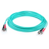 AddOn 38m ST to ST Aqua OM4 Duplex OFNP (Plenum-Rated) Fiber Patch Cable