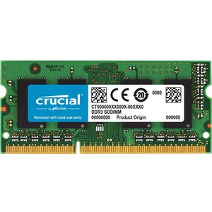 Micron 8GB (1 x 8 GB) DDR3 SDRAM Memory Module - For Notebook - 8 GB (1 x 8GB) - DDR3-1600/PC3-12800 DDR3 SDRAM - 1600 MHz - CL11 - 1.35 V - Non-ECC - Unbuffered - 204-pin - SoDIMM - Lifetime Warranty