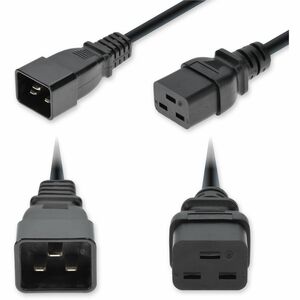 AddOn 2ft C20 Male to C19 Female Industrial Grade 14 AWG 250V at 15A PVC SJT (Service Junior Thermoplastic) Black Power Cable