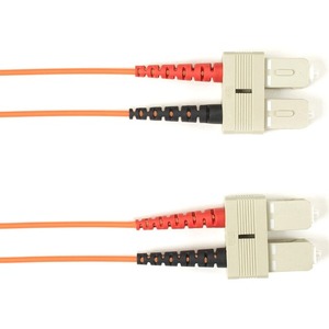 Black Box Colored Fiber OM3 50/125 Multimode Fiber Optic Patch Cable - OFNP Plenum - 3.28 ft Fiber Optic Network Cable for Network Device - First End: 2 x SC Network - Male - Second End: 2 x SC Network - Male - 10 Gbit/s - Patch Cable - CMP, OFNP, Plenum - Orange - TAA Compliant