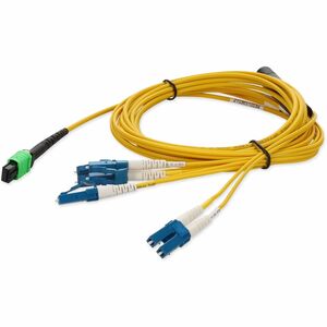 AddOn 1.5m MPO/APC to 4xLC/UPC Duplex Yellow OS2 LSZH 8-Strand SMF Fiber Fanout Cable