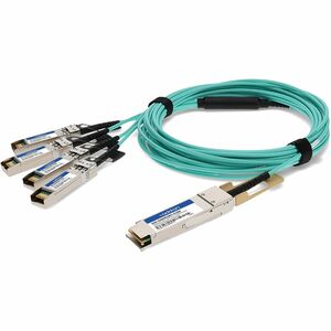 AddOn Arista Networks® AOC-Q-4S-100G-10M to Cisco® SFP-25G-AOC10M Compatible TAA Compliant 100GBase-AOC QSFP28 to 4xSFP28 Direct Attach Cable (850nm, MMF, 10m)