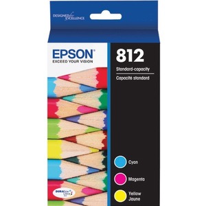 Epson® 812 DuraBrite® Ultra Cyan, Magenta, Yellow Ink Cartridges, Pack Of 3, T812520-S