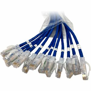 Ortronics EZ Patch Flat Pack Clarity CAT6A 5FT, 12 Pack, Blue