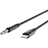 Belkin 3.5 mm Audio Cable With Lightning Connector - 6 ft Lightning/Mini-phone Audio/Data Transfer Cable for Speaker, iPhone, Audio Device, iPad - First End: 1 x Lightning - Male - Second End: 1 x Mini-phone Stereo Audio - Male - MFI - Black