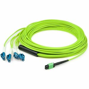 AddOn 2m MPO/UPC to 4xLC/UPC Duplex Lime Green OM5 OFNR (Riser-Rated) 12-Strand Fiber Fanout Cable