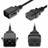 AddOn 2ft C20 Male to C19 Female P-Lock Compatible Industrial Grade 12 AWG 250V at 20A PVC SJT (Service Junior Thermoplastic) Black Power Cable