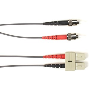 Black Box Fiber Optic Duplex Patch Network Cable - 32.80 ft Fiber Optic Network Cable for Network Device - First End: 2 x ST Network - Male - Second End: 2 x SC Network - Male - 1 Gbit/s - Patch Cable - OFNR - 62.5/125 &micro;m - Gray - TAA Compliant