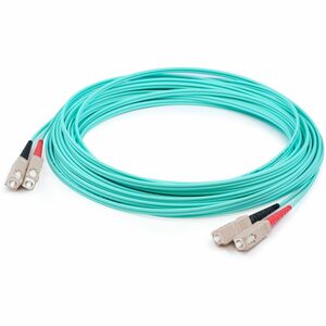AddOn 76m SC to SC Aqua OM4 Duplex OFNP (Plenum-Rated) Fiber Patch Cable