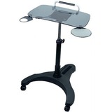 SIT AND STAND MOBILE LAPTOP WORKSTATION GLASS
