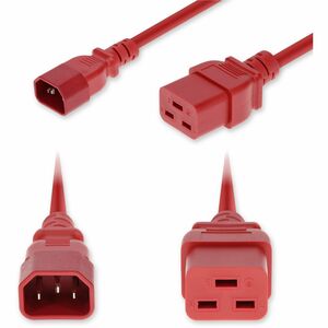AddOn 2ft C14 Male to C19 Female Industrial Grade 14 AWG 250V at 15A PVC SJT (Service Junior Thermoplastic) Red Power Cable