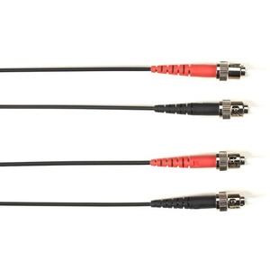 Black Box Fiber Optic Duplex Patch Network Cable - 23 ft Fiber Optic Network Cable for Network Device - First End: 2 x ST Network - Male - Second End: 2 x ST Network - Male - 10 Gbit/s - Patch Cable - OFNP - 50/125 &micro;m - Black - TAA Compliant