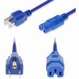 AddOn 10ft NEMA 5-15P Male to C15 Female High-Temperature 14 AWG 125V at 15A PVC SJT (Service Junior Thermoplastic) Blue Power Cable
