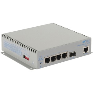Omnitron Systems OmniConverter Managed Gigabit, MM ST, RJ-45, Ethernet Fiber Switch - 4 x 10/100/1000BASE-T, 1 x 1000BASE-X, DC Power, 5 Year Warranty