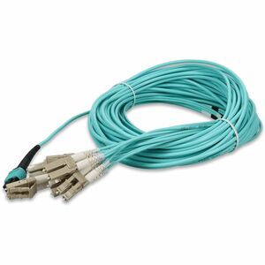 AddOn 20m MPO/UPC to 6xLC/UPC Duplex Aqua OM3 OFNR (Riser-Rated) 12-Strand Fiber Fanout Cable