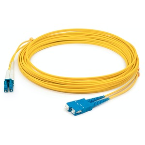 AddOn 18m SC to LC Yellow OS2 Duplex OFNP (Plenum-Rated) SMF Fiber Patch Cable