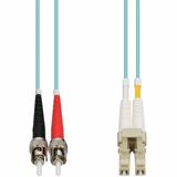 AddOn 15m ST to LC Aqua OM4 Duplex LSZH Fiber Patch Cable