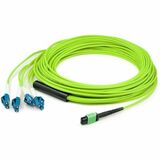 AddOn 20m MPO/UPC to 4xLC/UPC Duplex Lime Green OM5 OFNR (Riser-Rated) 12-Strand Fiber Fanout Cable