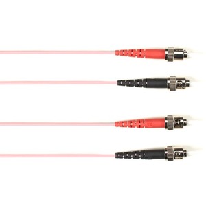 Black Box Fiber Optic Duplex Patch Network Cable - 3.20 ft Fiber Optic Network Cable for Network Device - First End: 2 x ST Network - Male - Second End: 2 x ST Network - Male - 10 Gbit/s - Patch Cable - LSZH - 62.5/125 &micro;m - Pink - TAA Compliant