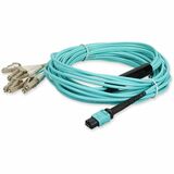 AddOn 1m MPO/UPC (Male) to 4xLC Duplex (8xLC)/UPC Aqua OM4 OFNR (Riser-Rated) 8-Strand Fiber Fanout Cable