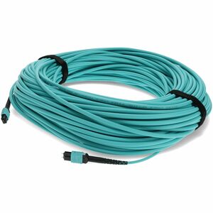 AddOn 15m MPO/UPC (Male) to MPO/UPC (Male) Aqua OM4 OFNR (Riser-Rated) 12-Strand Fiber Patch Cable - 49.21 ft Fiber Optic Network Cable for Network Device, Patch Panel, Media Converter, Router, Hub, Switch - First End: 1 x MPO Network - Male - Second End: 1 x MPO Network - Male - Patch Cable - OFNR, Riser, LSZH - 50/125 &micro;m - Aqua - 1.0