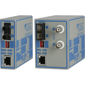 FlexPoint T1/E1 Fiber Media Converter RJ48 ST Multimode 5km - 1 x T1/E1; 1 x ST Multimode; US AC Powered; Lifetime Warranty
