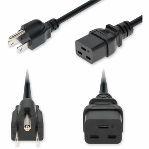 AddOn 10ft NEMA 5-15P Male to C19 Female Standard Commercial 14 AWG 125V at 15A PVC SJT (Service Junior Thermoplastic) Black Power Cable