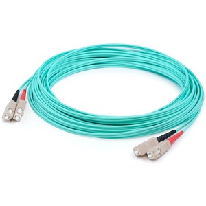 AddOn 34m SC to SC Aqua OM4 Duplex OFNR (Riser-Rated) Fiber Patch Cable