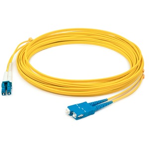 AddOn 27m SC to LC Yellow OS2 Duplex OFNR (Riser-Rated) SMF Fiber Patch Cable