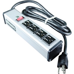 Wiremold Plug-In Outlet Center 4-Outlet Power Strip - NEMA 5-15P - 4 x NEMA 5-15R - 6 ft Cord - 15 A Current - 120 V AC Voltage - Rugged Gray