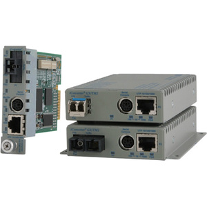 Omnitron Systems 10/100/1000BASE-T UTP to 1000BASE-X Media Converter and Network Interface Device - 1 x Network (RJ-45) - 1 x SC Ports - Management Port - 1000Base-X, 10/100/1000Base-T - 140 km - Internal