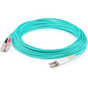 AddOn 71m SC to LC Aqua OM4 Duplex LSZH Fiber Patch Cable
