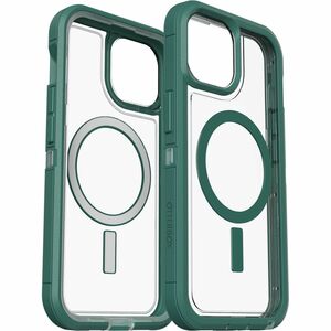 OtterBox iPhone 15, iPhone 14 and iPhone 13 Case Defender Series XT Clear for MagSafe - For Apple iPhone 13, iPhone 14, iPhone 15 Smartphone - Velvet Evergreen (Clear/Green) - Drop Resistant, Shock Resistant, Dirt Resistant, Scrape Resistant, Bump Resistant, Dust Resistant, Shock Absorbing, Lint Resistant - Polycarbonate (PC), Synthetic Rubber, Plastic - Rugged