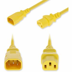 AddOn 8ft C14 Male to C13 Female Standard Commercial 18 AWG 250V at 10A PVC SJT (Service Junior Thermoplastic) Yellow Power Cable