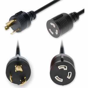 AddOn 15ft NEMA L5-30P Male to L5-30R Female Twist-Lock Compatible Industrial Grade 10 AWG 125V at 30A Rubberized SOOW (Service Cord, Oil-resistant, and Weather and Water-resistant) Shielded Black Power Cable