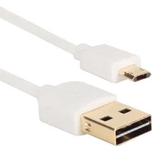 QVS Premium Sync/Charging USB/Micro-USB Data Transfer Cable - 2 ft Micro-USB/USB Data Transfer Cable for Handheld Gaming Console, Smartphone, Tablet, Headphone, Speaker, Digital Camera - First End: 1 x USB 2.0 Type A - Male - Second End: 1 x Micro USB 2.0 - Male - 480 Mbit/s - White