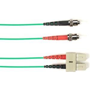 Black Box Fiber Optic Duplex Patch Network Cable - 6.50 ft Fiber Optic Network Cable for Network Device - First End: 2 x ST Network - Male - Second End: 2 x SC Network - Male - 10 Gbit/s - Patch Cable - LSZH - 50/125 &micro;m - Green - TAA Compliant