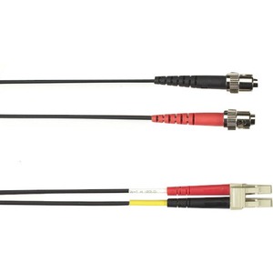 Black Box Colored Fiber OM1 62.5/125 Multimode Fiber Optic Patch Cable - OFNR PVC - 6.56 ft Fiber Optic Network Cable for Network Device - First End: 2 x ST Network - Male - Second End: 2 x LC Network - Male - 10 Gbit/s - Patch Cable - OFNR, Riser, CMR - 62.5/125 &micro;m - Black - TAA Compliant
