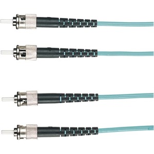 Black Box EFNT010 Fiber Optic Duplex Patch Network Cable - 3.20 ft Fiber Optic Network Cable for Network Device - First End: 2 x ST Network - Male - Second End: 2 x ST Network - Male - 10 Gbit/s - Patch Cable - OFNR - 50/125 &micro;m - Aqua